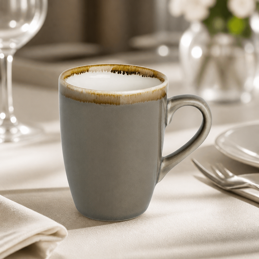 340ml Smoke Finish Commercial Mugs - 6 Pack for Cafes