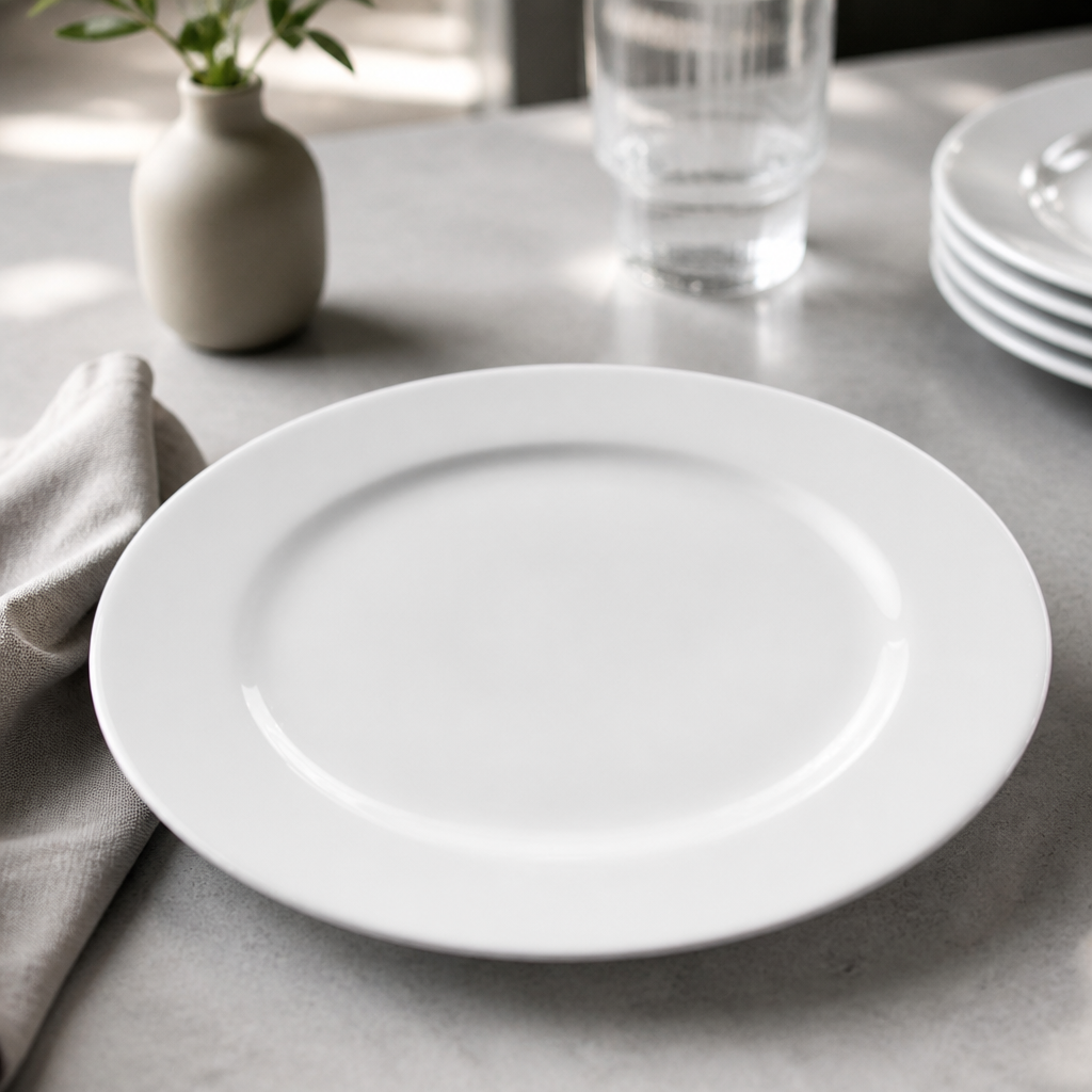 Commercial Wide Rimmed Plates 310mm Whiteware 6 Pack