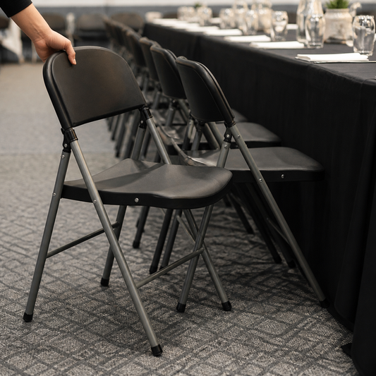 Commercial Foldaway Utility Chairs Black 2 Pack