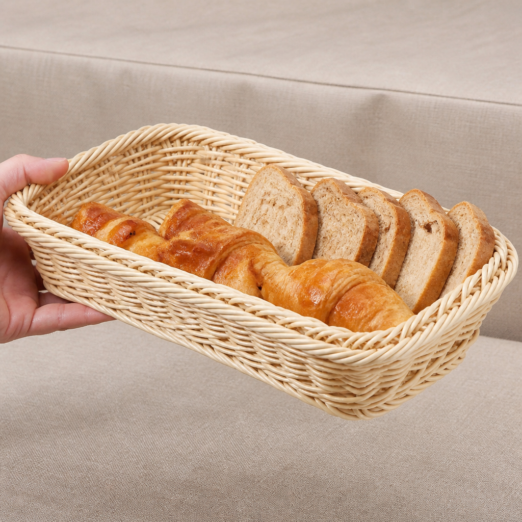 Commercial Polypropylene Rattan Basket 1/3 GN for food service
