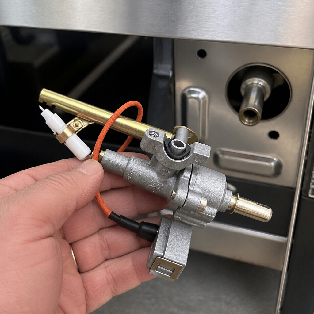Commercial replacement valve for side burner gas barbecue