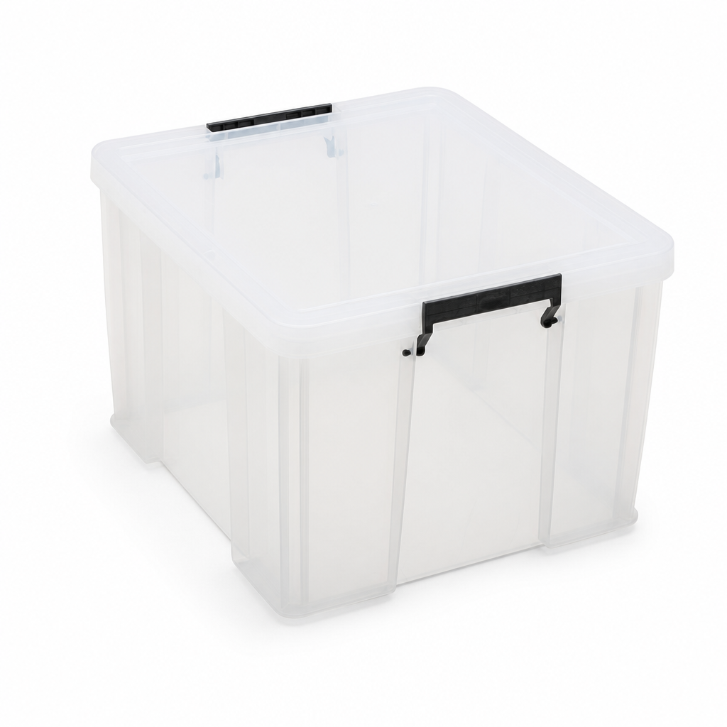 48 Litre Clear Plastic Storage Box with Clip Lock Lid