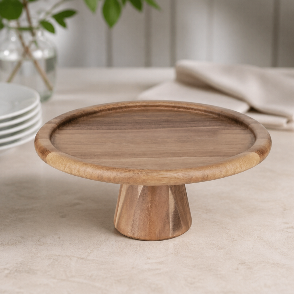Commercial Acacia Cake Stand 305x127mm Eco-Friendly Design