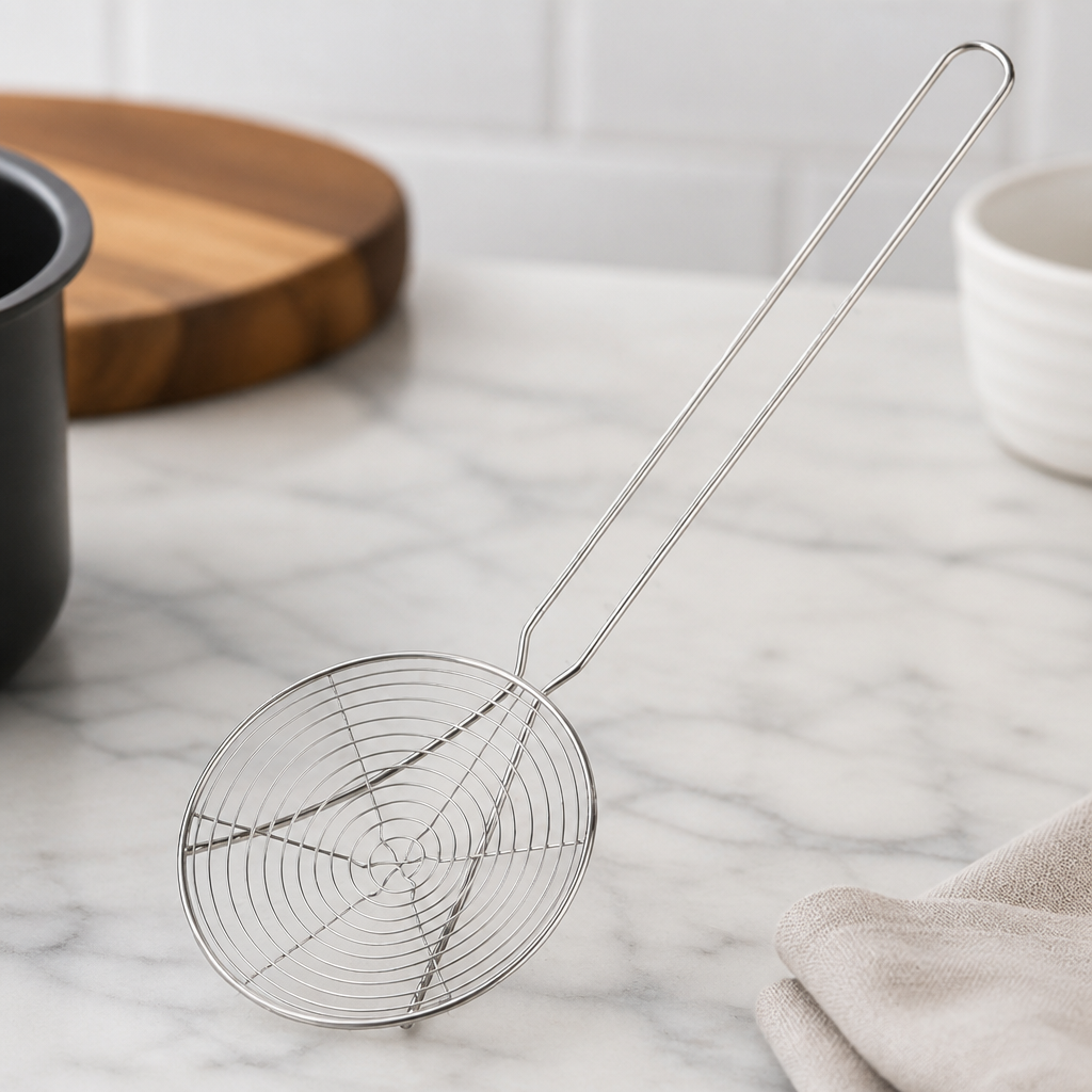 Commercial Stainless Steel Skimmer with Handle 5 Inch
