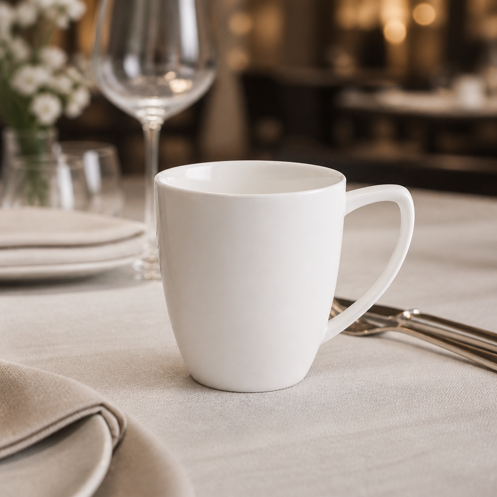 Set of 6 commercial 350ml latte mugs in vitrified tableware