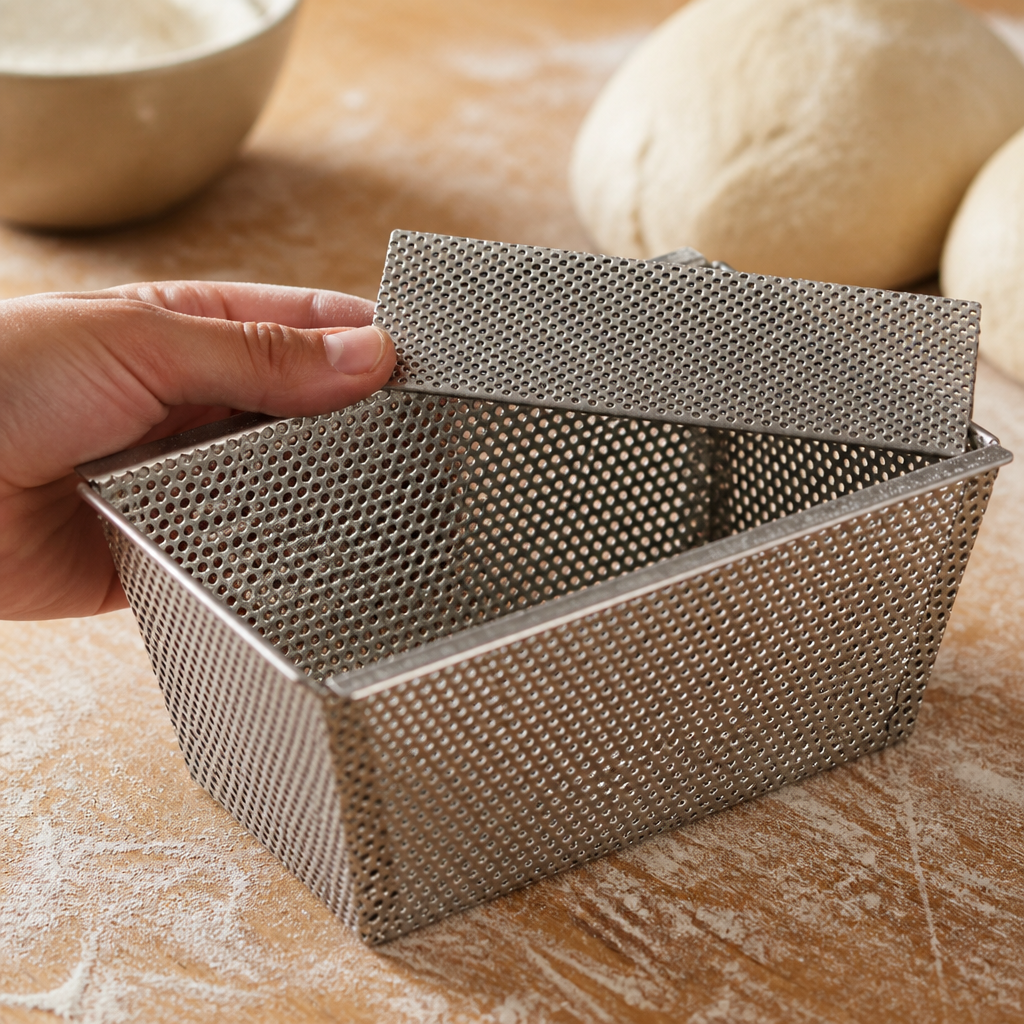 150mm perforated loaf tin mould for commercial baking