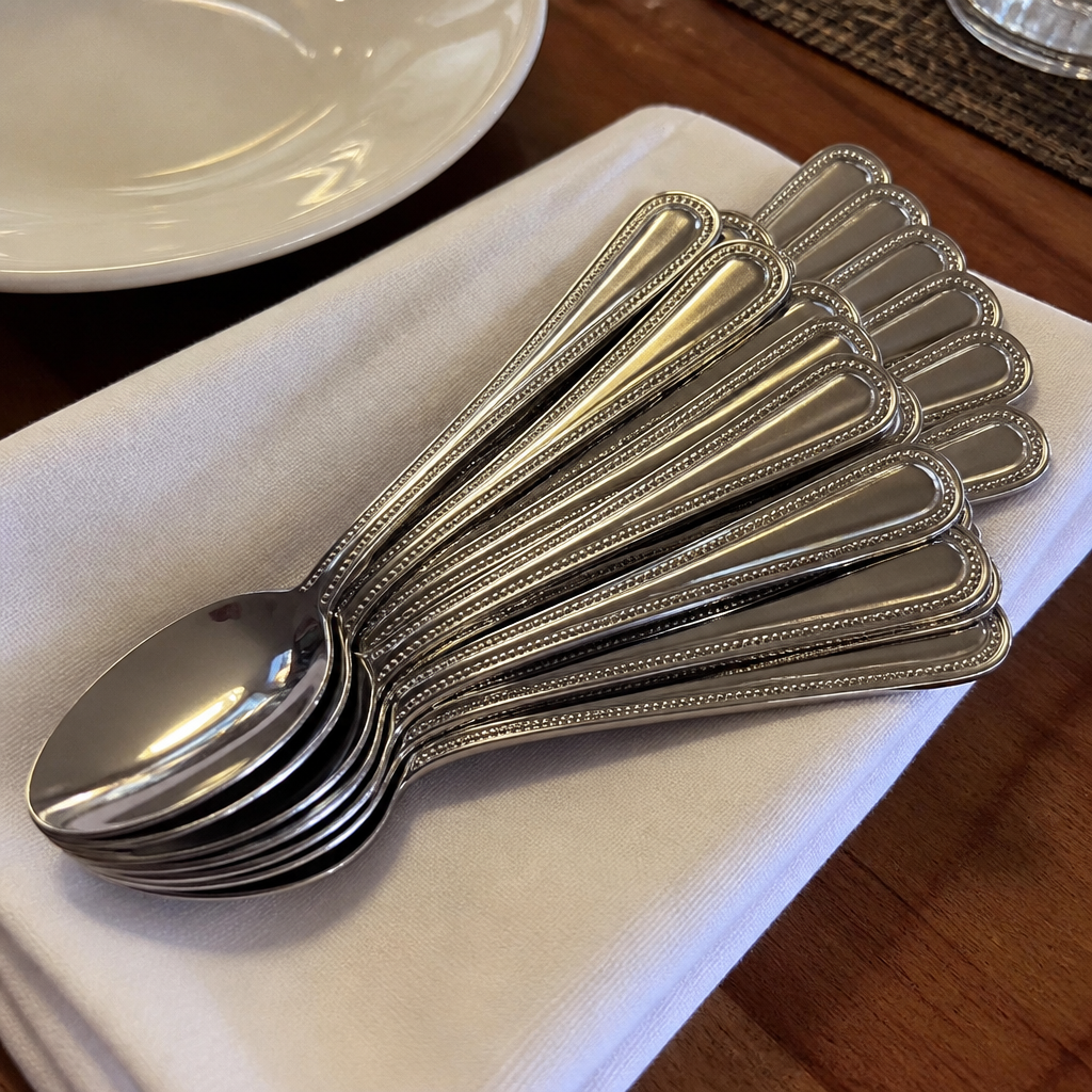 Commercial Bead Coffee Spoons 12 Pack 120mm Stainless Steel