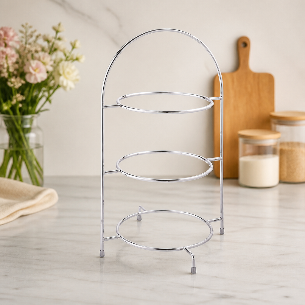 Commercial Three Tier Cake Stand 250mm Stainless Steel Display