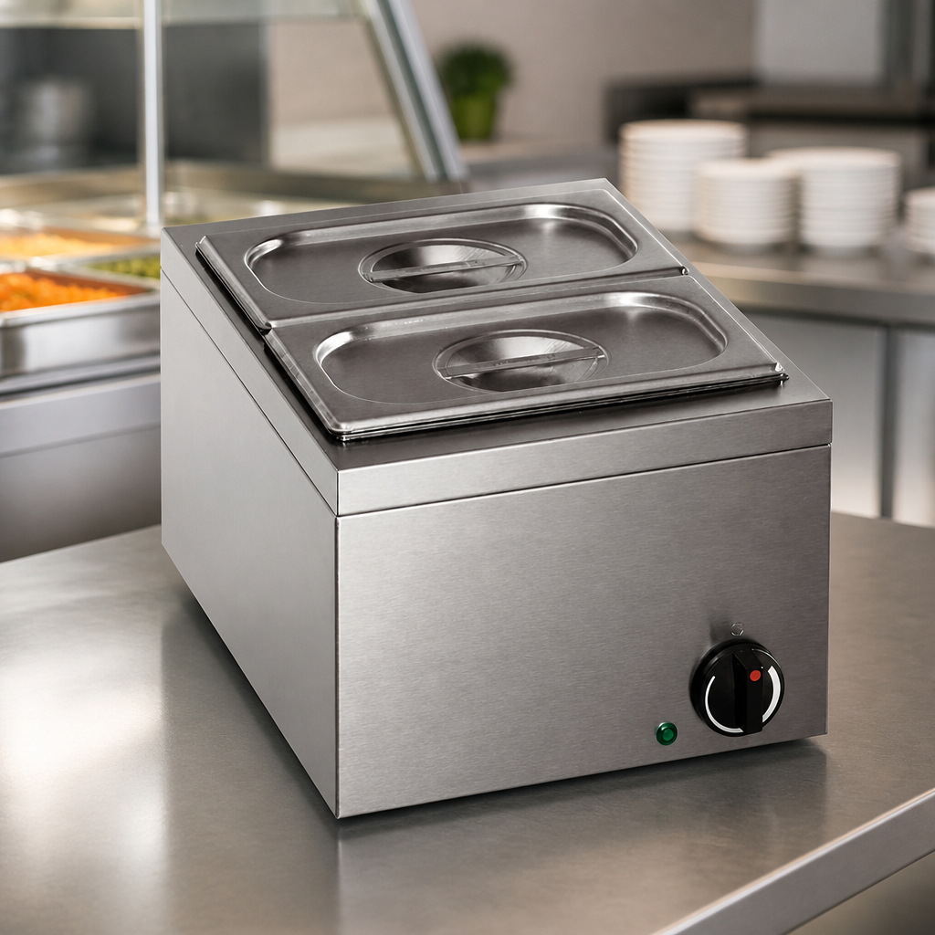 Compact 2 Pan Commercial Bain Marie with Manual Thermostat