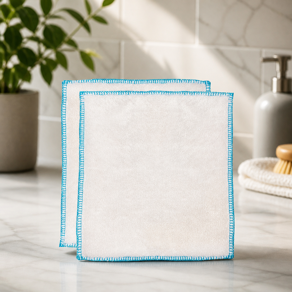 Biodegradable Bamboo Cleaning Cloths 2 Pack Eco-Friendly