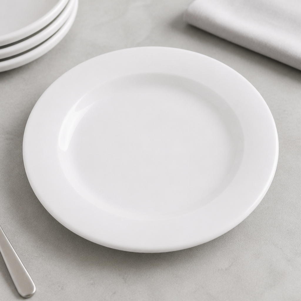 Monaco style white porcelain plates 300mm 12 pack