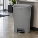Commercial 90L Pedal Bin Slim Jim Design Grey Waste Container
