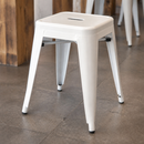 Commercial Outdoor Stackable Steel Stool White 4 Pack