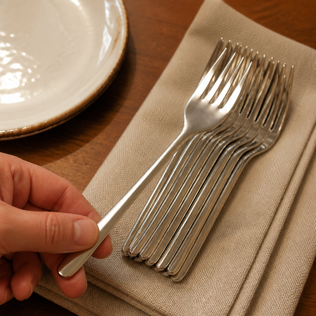 Set of 12 commercial cake forks for catering and dessert service