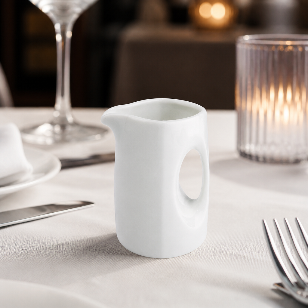 Commercial 85ml Porcelain Jugs for Event Dining - 4 Pack