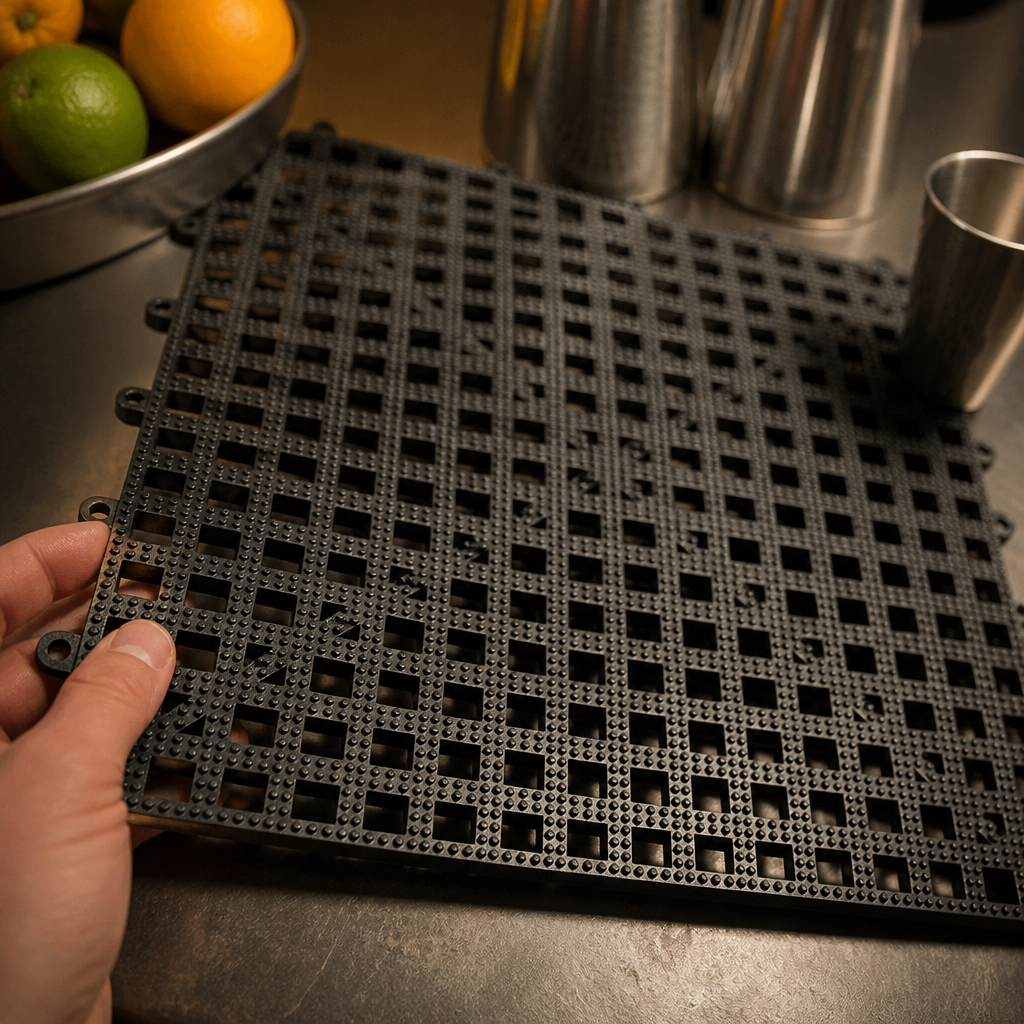 Commercial Interlocking Bar Shelf Liner 310mm x 310mm Black