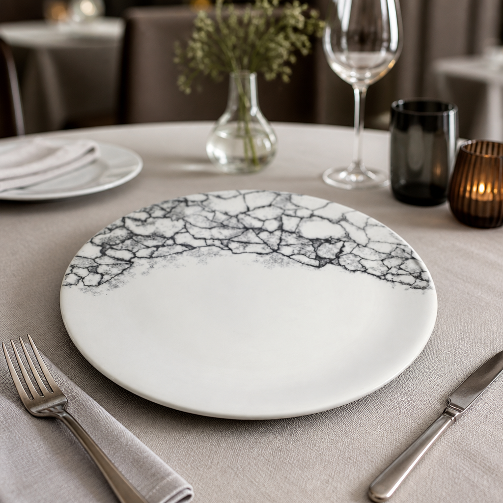 Commercial Kintsugi Coupe Plates Quartz Black 260mm 12 Pack
