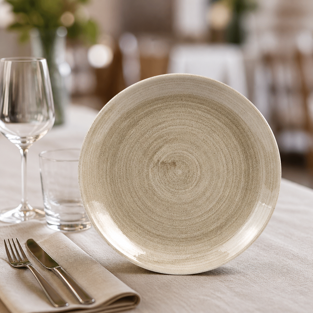 Commercial Coupe Plates 217mm in Taupe - 12 Pack