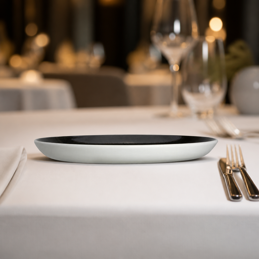 Commercial Coupe Plates Black 280mm Stackable 12 Pack