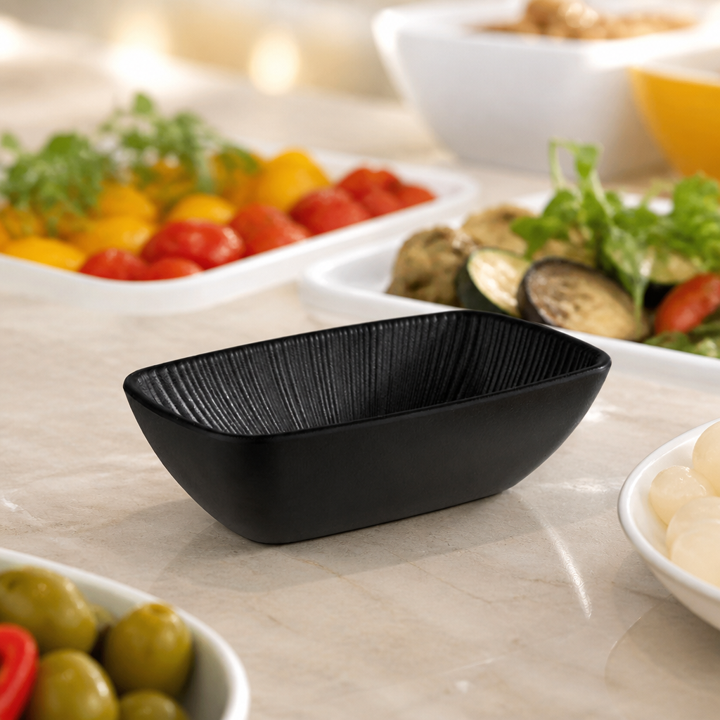 Commercial Melamine Bowl GN 1/9 Black 350ml 176x108mm