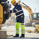 Premium High-Performance Cargo Trousers with ISO 20471 Class 1 Certification in Yellow/Navy - Tall Leg 33''