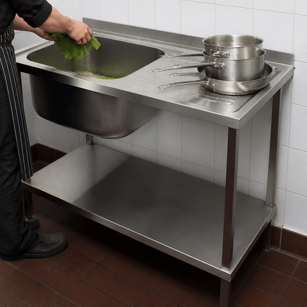 Commercial Stainless Steel Sink with Right Hand Drainer 1200mm