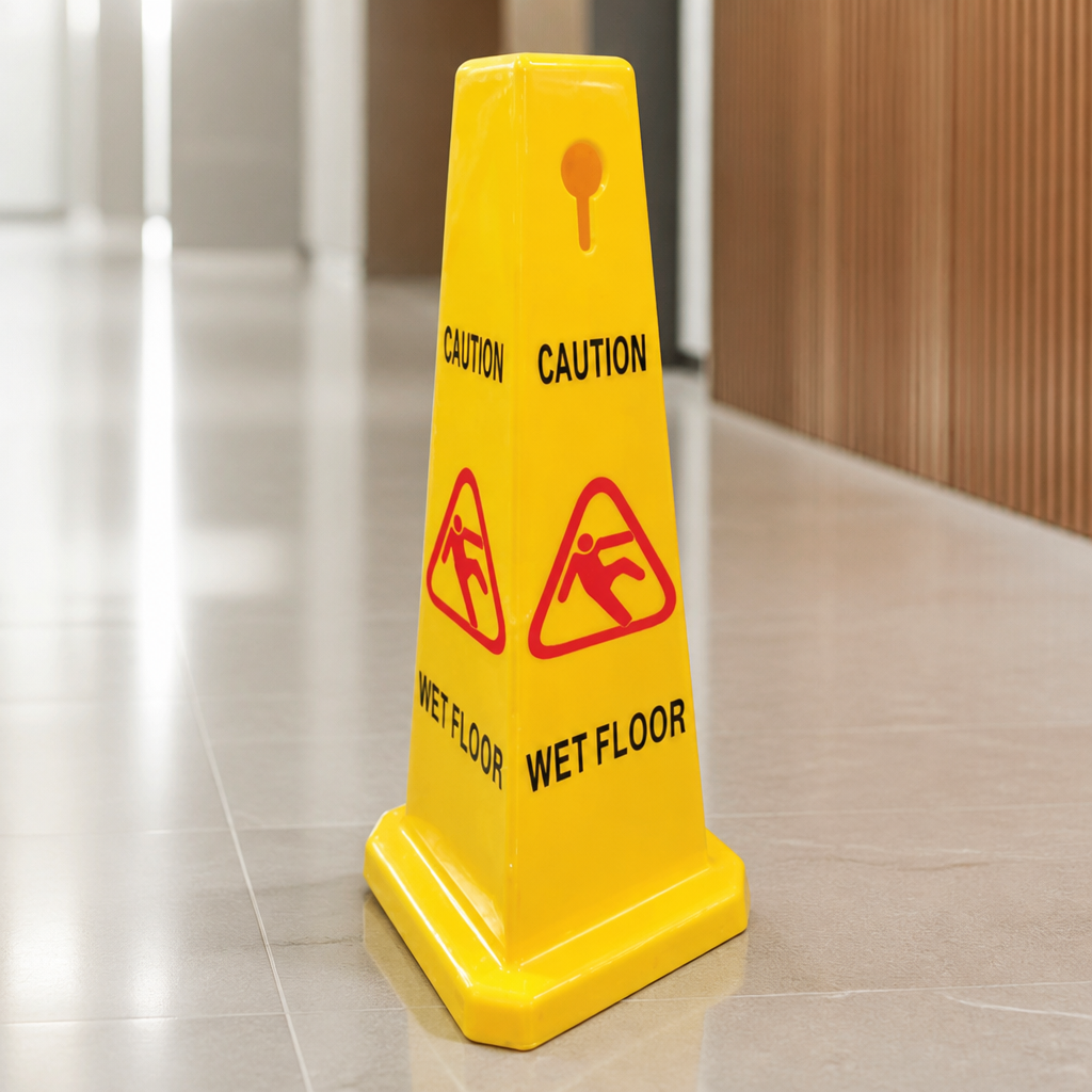Commercial Wet Floor Safety Sign Cone 680mm Durable Plastic