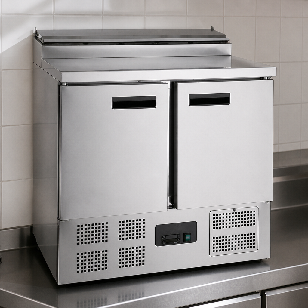 Commercial Pizza Prep Counter Fridge 254L Stainless Steel