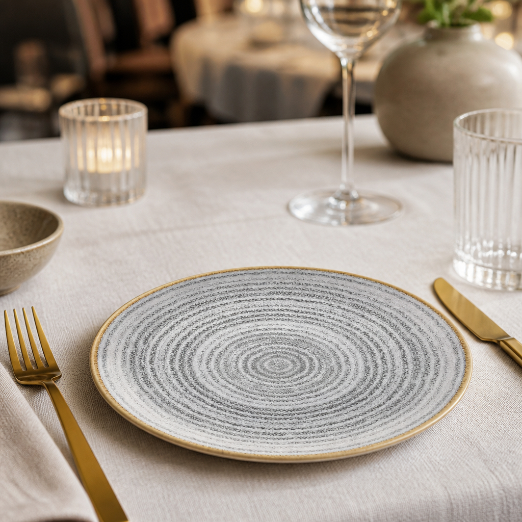 Commercial Stone Grey Coupe Plates 165mm - 12 Pack