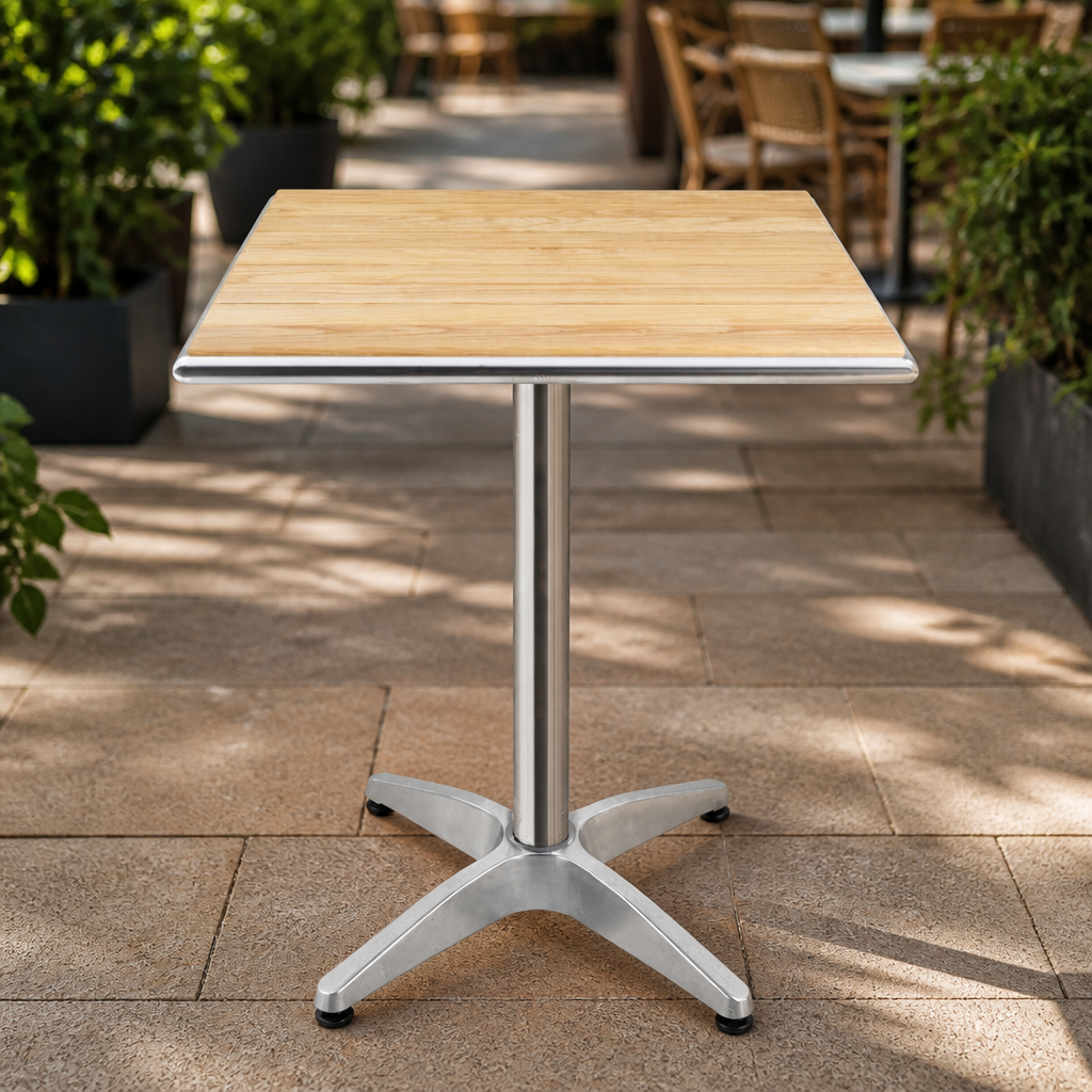 Commercial Outdoor Square Table 600mm Aluminium Ash Top
