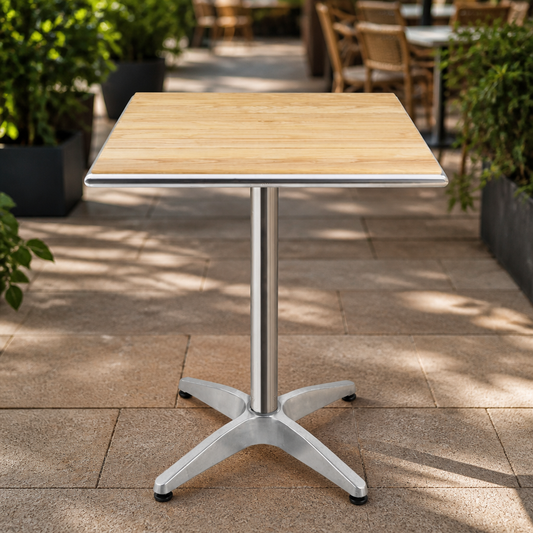 Commercial Outdoor Square Table 600mm Aluminium Ash Top
