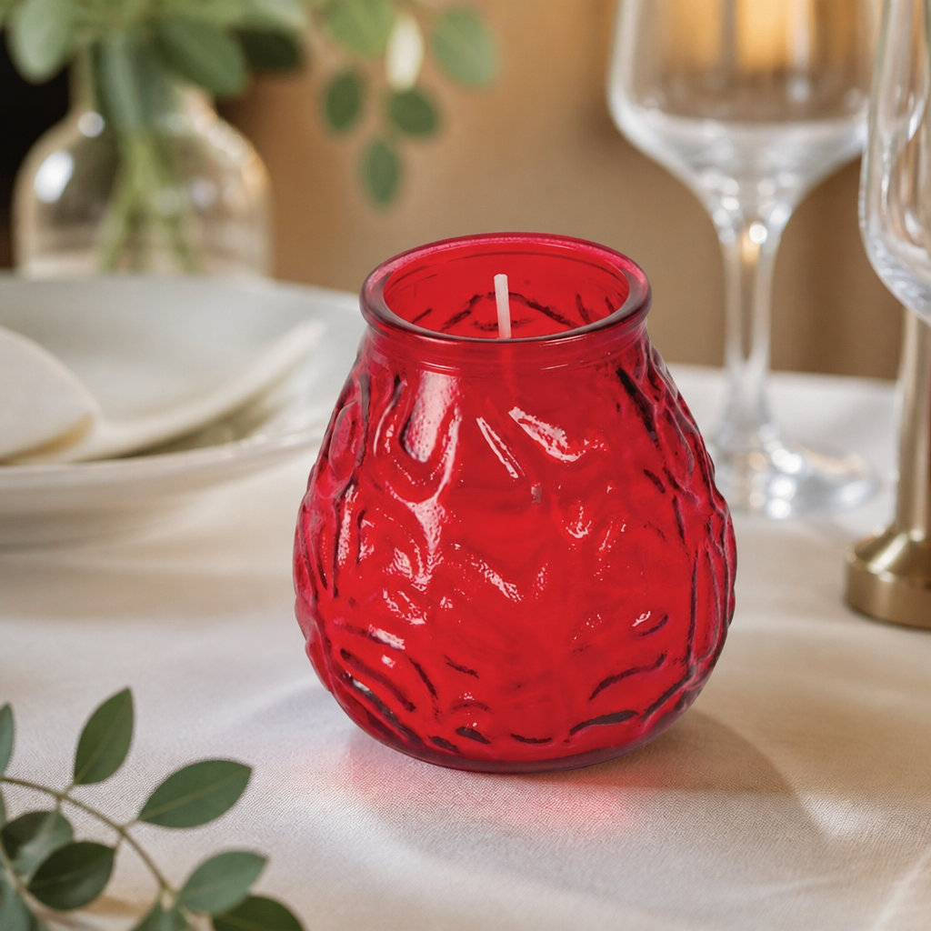 Commercial Table Candles 12 Pack with Glass Jars