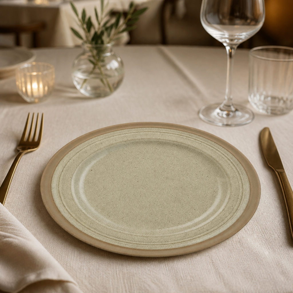 Commercial Stoneware Plates 230mm Round Oatmeal 6 Pack