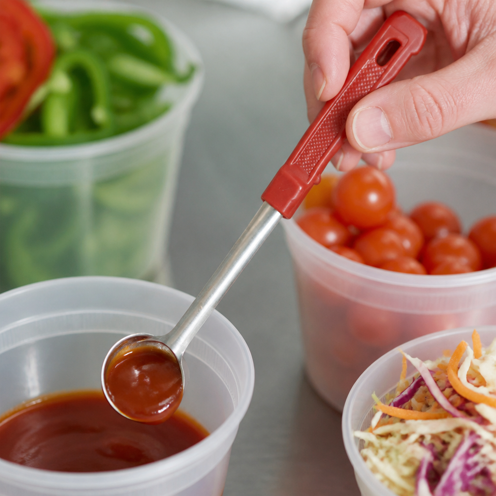 60ml Commercial Red Spoodle Ergonomic Stainless Steel Utensil