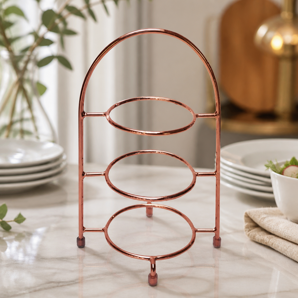 Commercial Copper Cake Stand for 3 Plates 26cm Height