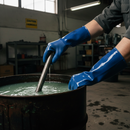 Premium Heavyweight Chemical-Resistant Gauntlet Gloves in Blue - Flexible, Abrasion-Resistant with Tactile Grip for Comfort and Protection