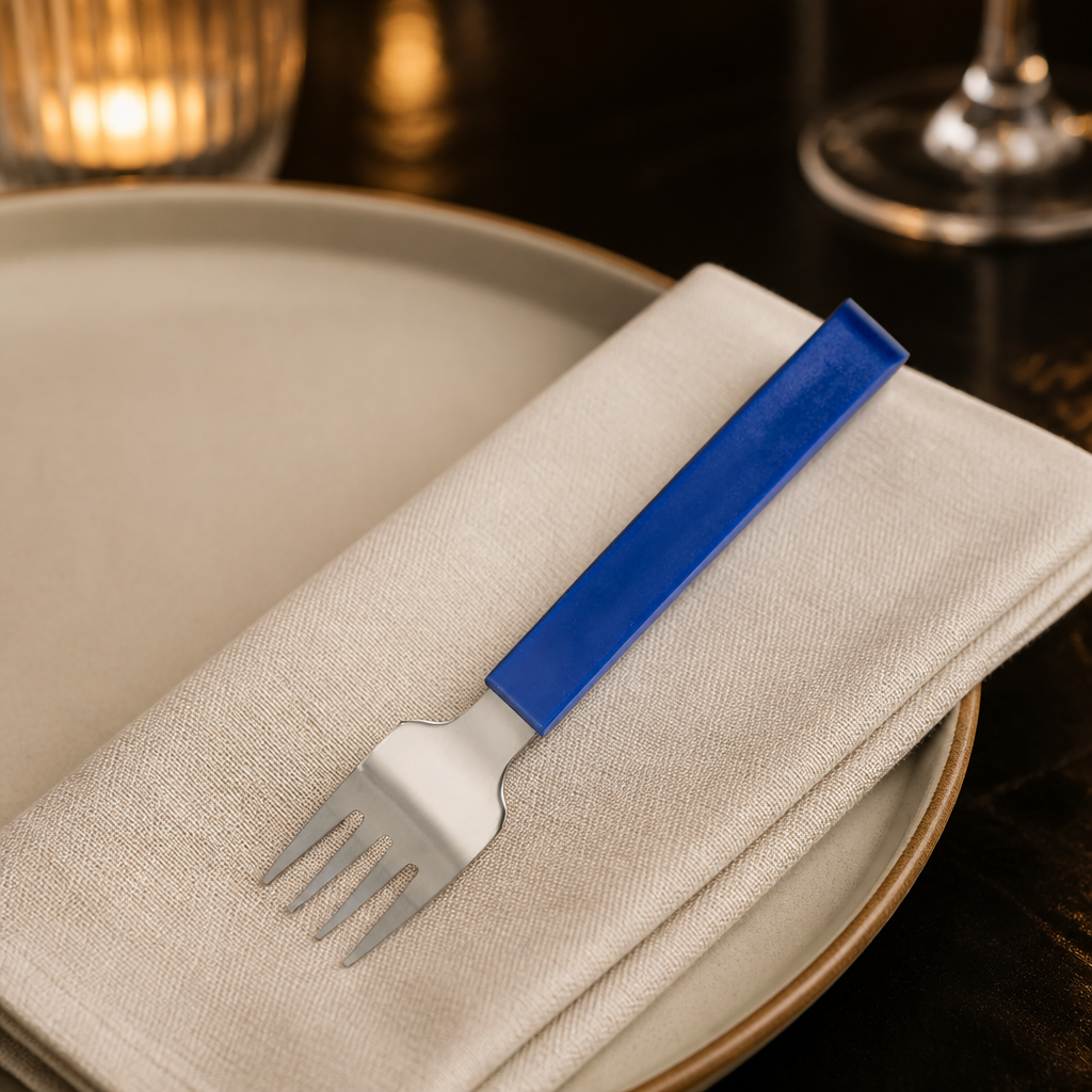 Commercial Dessert Forks 180mm with Blue Polypropylene Handle