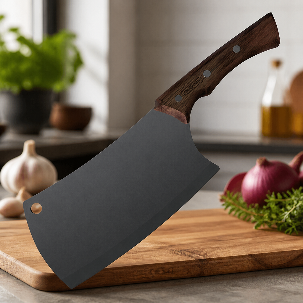 Commercial Stainless Steel Cleaver 17cm with Wooden Handle