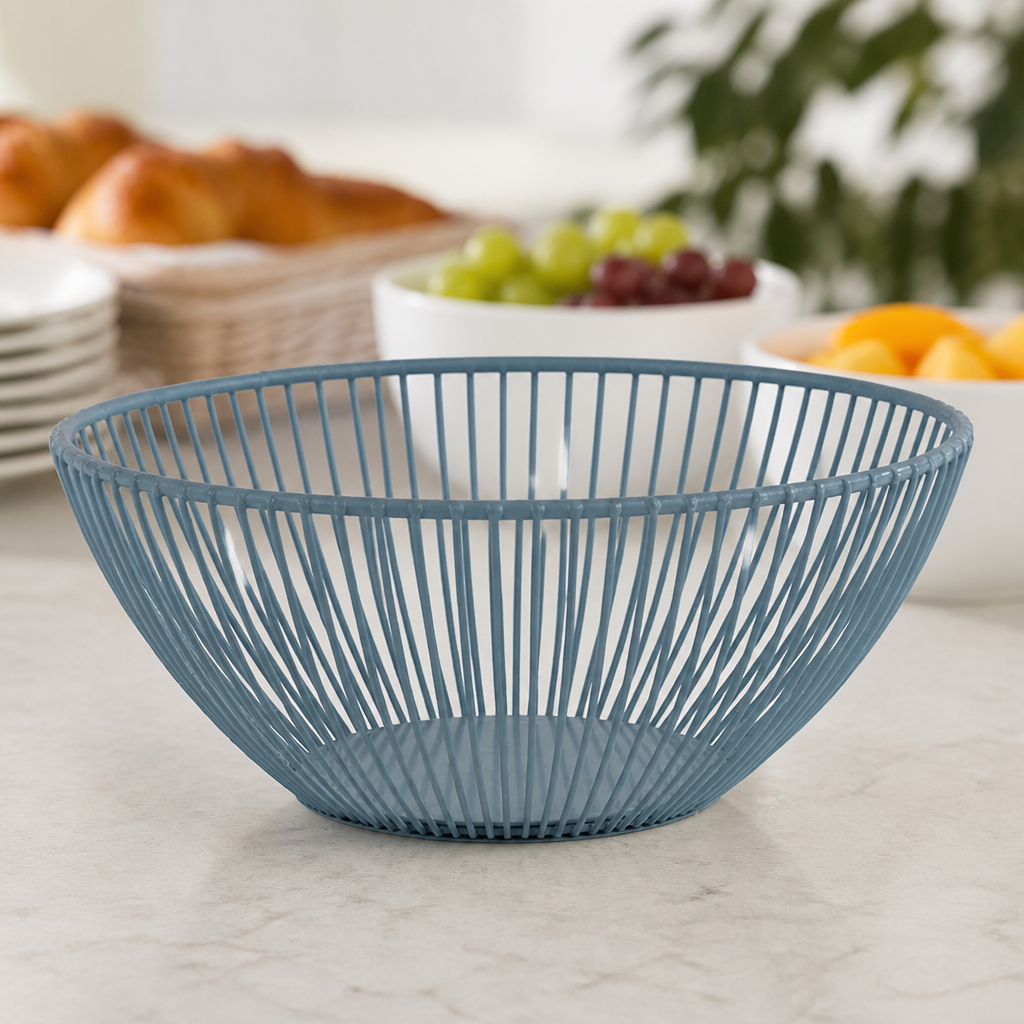 Blue Metal Fruit Bowl 200mm Ø Stackable Design