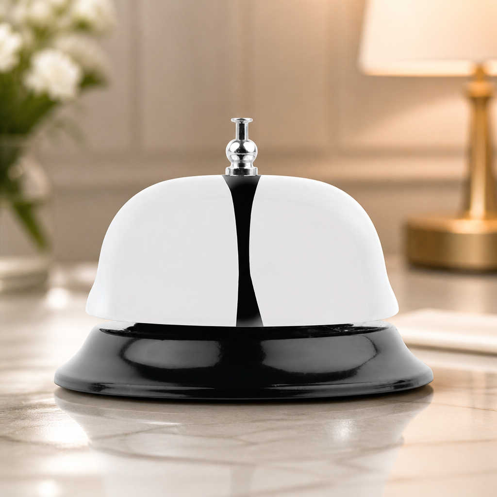Large Reception Call Bell 70mm Height Classic Black Silver Finish