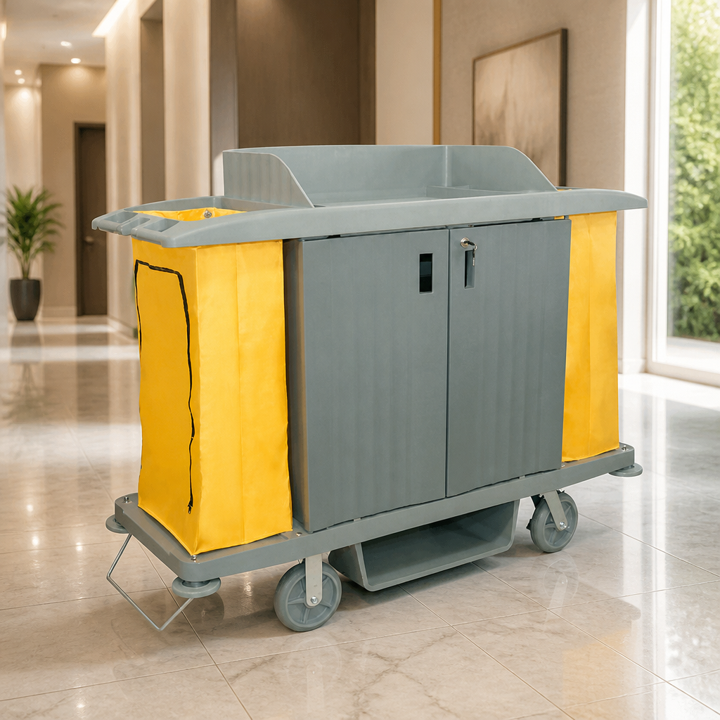 Commercial Housekeeping Trolley With Lockable Doors 90 Ltr