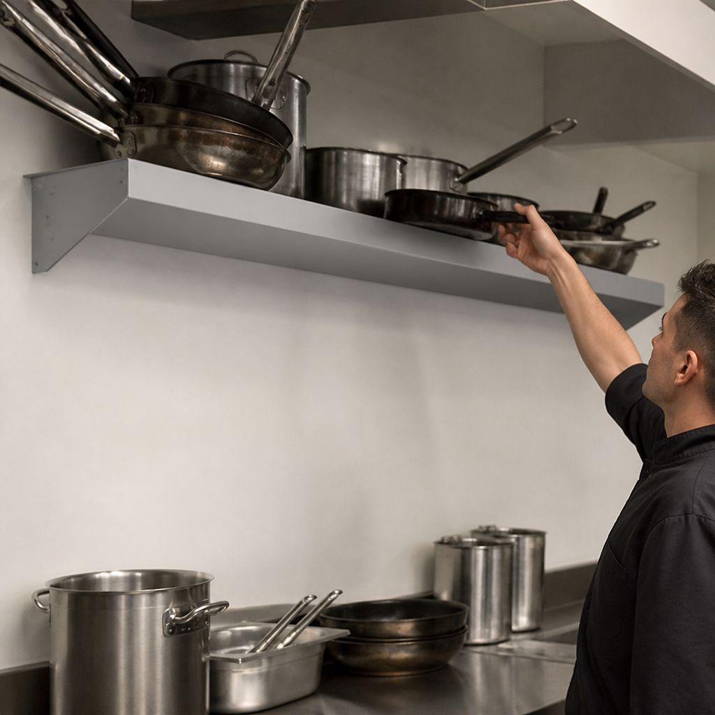 Commercial Stainless Steel Wall Shelf 1800mm 50kg Capacity