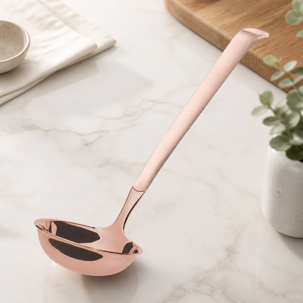 Commercial Soup Ladle Set of 6 Stainless Steel Copper Finish
