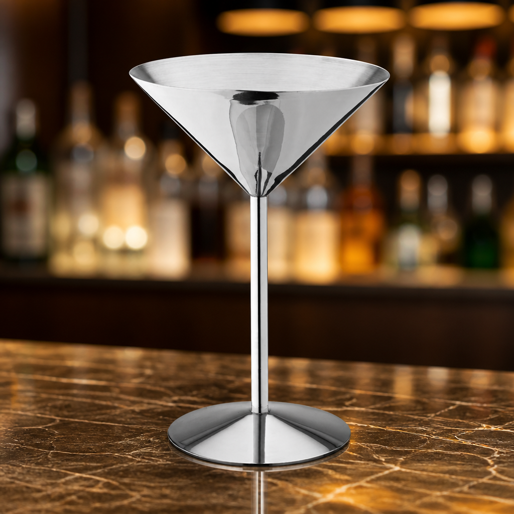 Commercial stainless steel martini glasses 240ml 6 pack