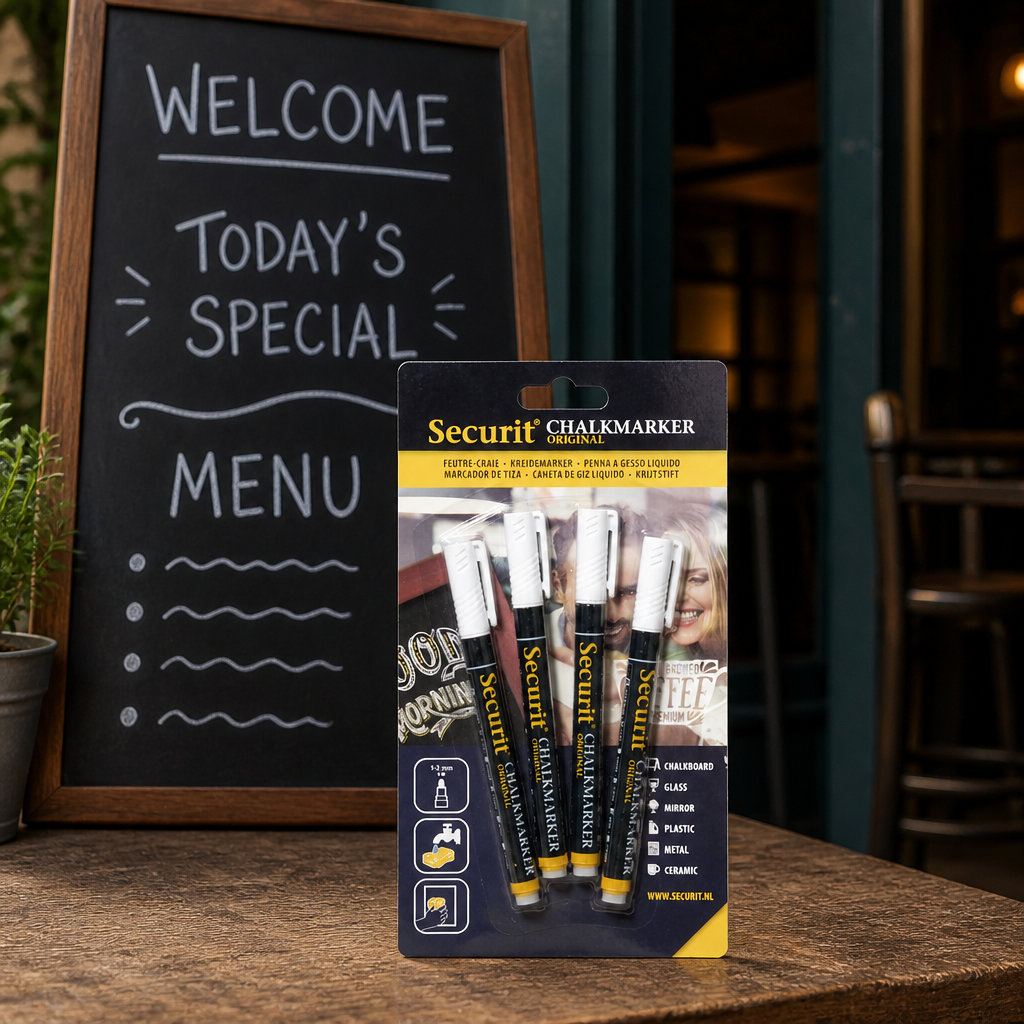 Liquid Chalk Markers 2mm 4 Pack for non-porous surfaces
