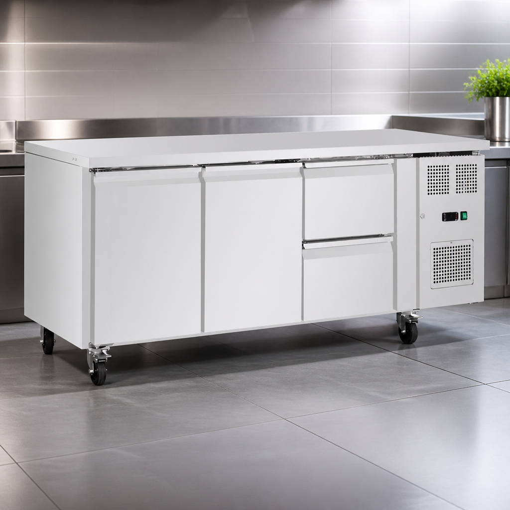 Commercial Counter Fridge 242Ltr with 2 Doors and 2 Drawers
