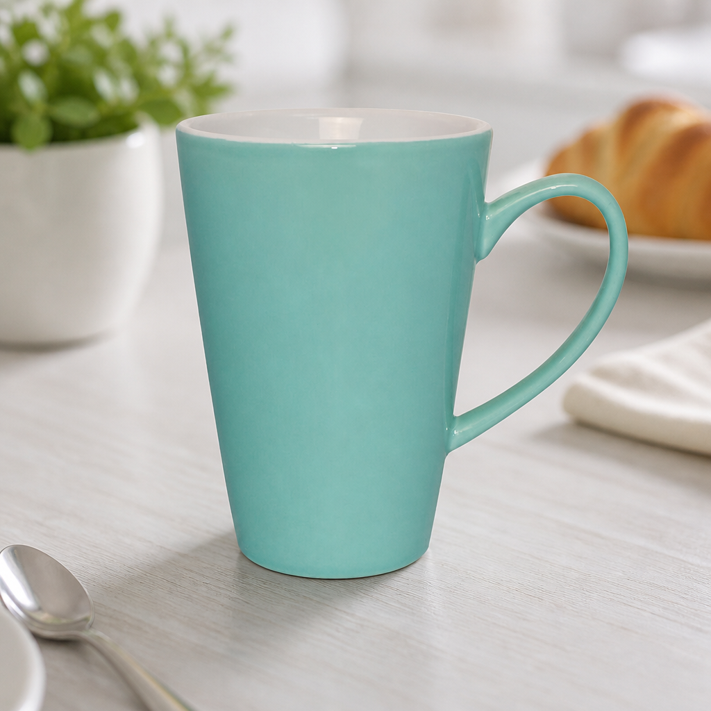 Commercial Latte Cups Aqua 340ml - 12 Pack Stoneware