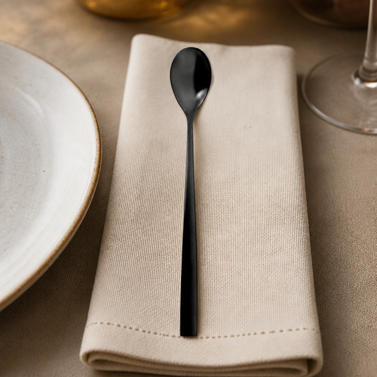 Commercial Black Soda Spoons 12 Pack Stainless Steel Dinnerware