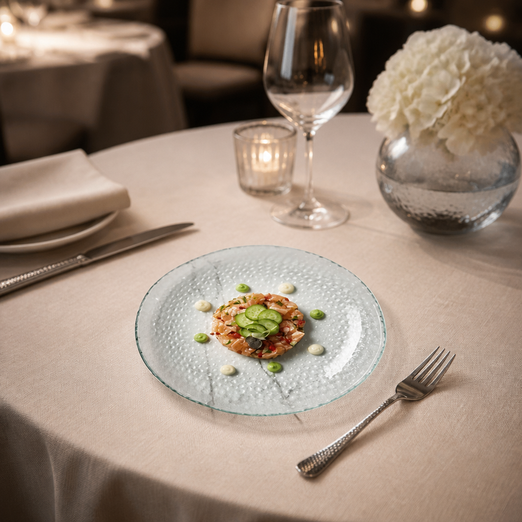 Commercial Clear Glass Plates 225mm Organic Shape 6 Pack