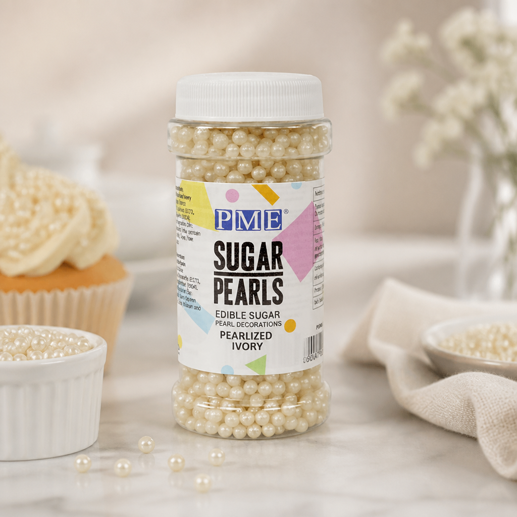 Commercial Cake Decorations Sugar Pearls 100g Pearlised Ivory